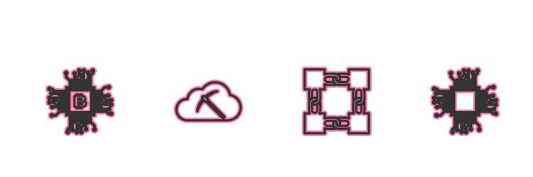 set line cpu mining farm blockchain technology vector image