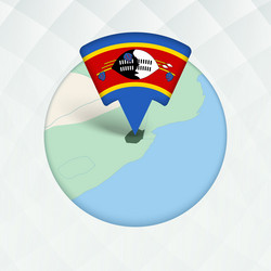 swaziland map highlighted with flag marker vector image