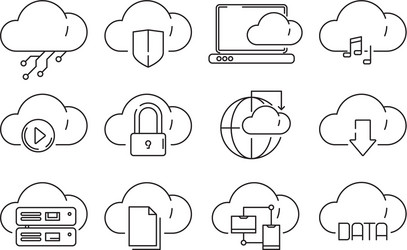 web cloud services icons internet sync computer vector