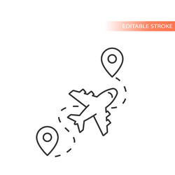 Airplane flight route with location pin vector