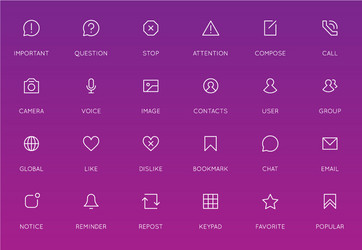 communication user interface ui icon set high vector image