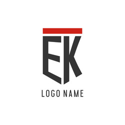 ek initial esport logo with simple shield design vector image