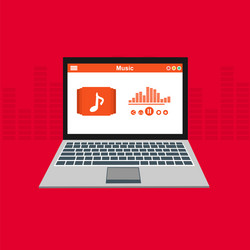 media player application app template with flat vector image