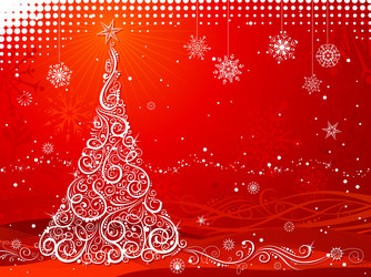 Red background with christmas tree Royalty Free Vector Image