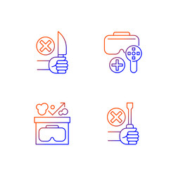 Vr guide gradient linear manual label icons set vector