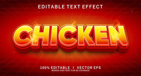 chicken text effect with modern style design vector image