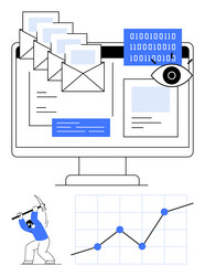 digital privacy and data mining concept vector image