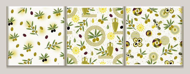 patterns with olives in simple flat style vector image