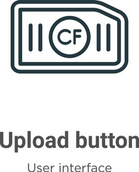 Upload button outline icon thin line black vector