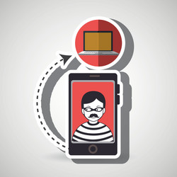 cellphone hacker app icons vector image