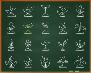 grass chalk draw line icons set vector image