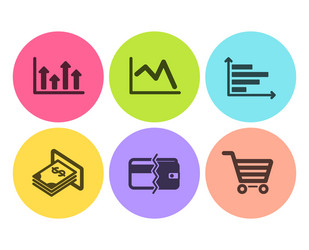 Horizontal chart payment methods and upper arrows vector