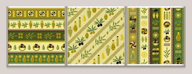 patterns with olives in simple flat style vector image