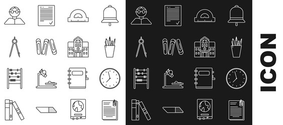set line file document and paper clip clock vector image