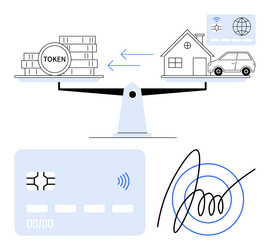 balancing digital tokens and assets with smart vector image