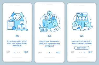 Business transactions onboarding mobile app page vector