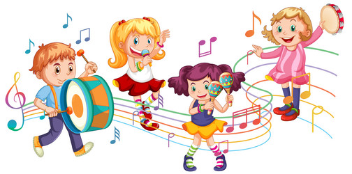 Children playing musical instrument Royalty Free Vector