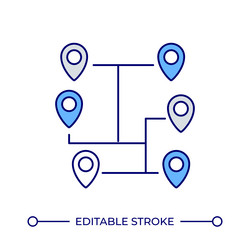 connected map pins line color icon vector image
