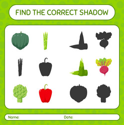 find the correct shadows game with vegetables vector image