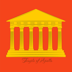 greece temple of apollo outline flat icon vector