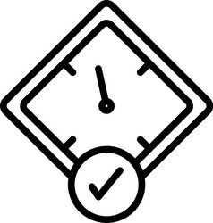 isolated square clock instrument and check mark vector image