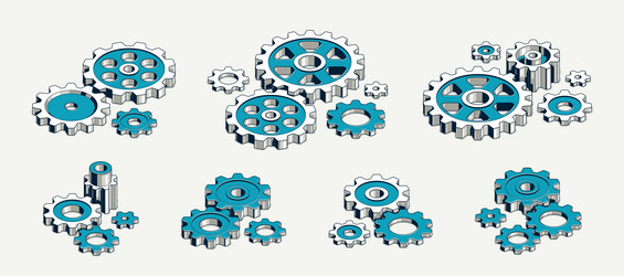 mechanical engineering concept set gears and cogs vector image