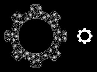mesh web gear with light wire frame flares vector image