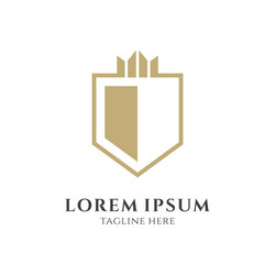 Shield crown logo design Royalty Free Vector Image