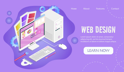 web design landing page computer with program vector image
