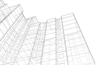 Wire-frame model a multi-storey building vector