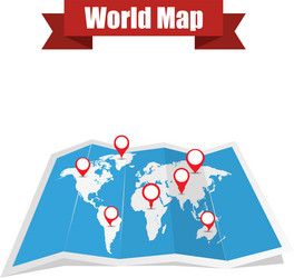 world map with shadow and pointers vector image