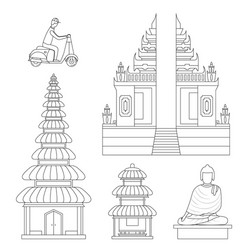 Bali Temple Line Art Vector Image