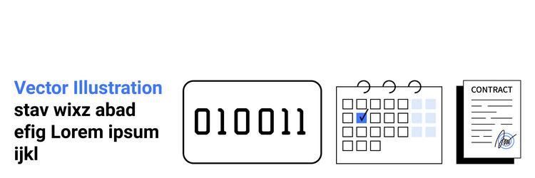 digital binary code calendar with checklist vector image