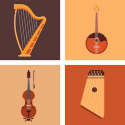 Set of stringed musical instruments classical vector