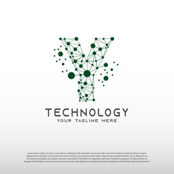 technology logo with initial y letter network vector