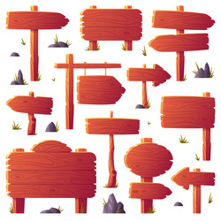 wooden pointer and board on pole showing direction vector image