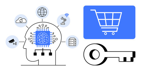ai integration linking iot devices e-commerce vector image