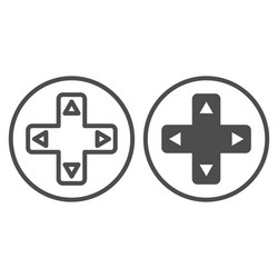 Joystick button with arrows line and glyph icon vector