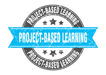 project-based learning round stamp with ribbon vector image