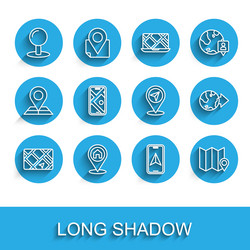 set line gps device with map location house push vector image