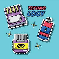set technology patches data information vector image
