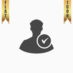 User profile web with check mark glyph flat icon vector