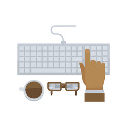 man hand typing on computer keyboard isolated vector image