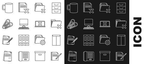 set line blank notebook and pen envelope delete vector image