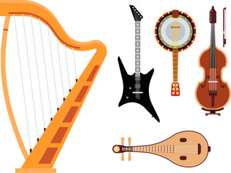 Set of stringed musical instruments classical vector