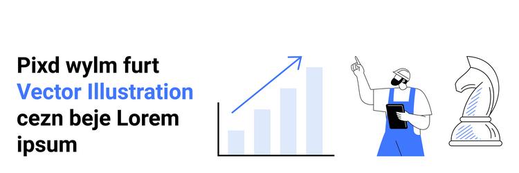 worker analyzing data with growth chart and knight vector image