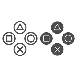 Joystick buttons line and glyph icon game console vector