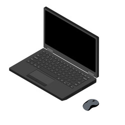 laptop and computer mouse isometric view isolated vector image