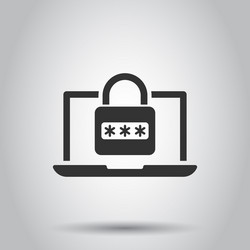 laptop with password icon in flat style computer vector image