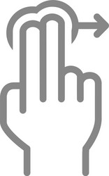 tap with two fingers and swipe right line icon vector image